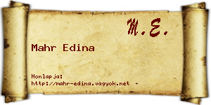 Mahr Edina névjegykártya
